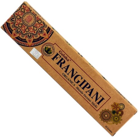 GOLOKA Frangipani Bio Räucherstäbchen Räucherstäbchen - Natürlicher Masala Weihrauch - 1 Packung à 15gr