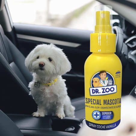 Pack 3x DR ZOO Ambientador Spray Coche Vainilla - Especial Mascotas - Absorbe olores de Mascotas - 90ml