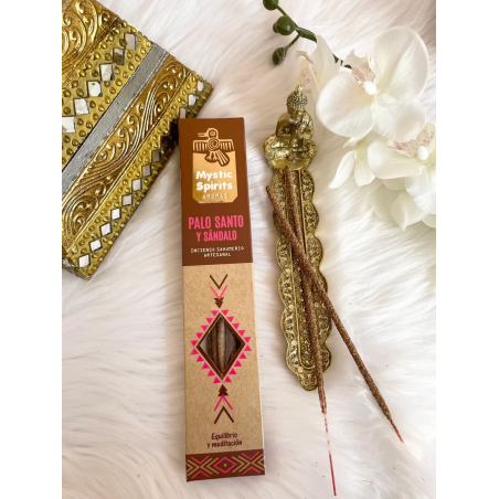 Incienso Sahumerio Palo Santo y Sándalo - Mystic Spirits - Artesanal - Hecho en India - 8 varitas - Equilibrio y Meditación