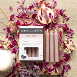 VELAS HECHIZO SPELL CANDLES - SELF LOVE - HECHIZO AMOR - PAQUETE 12 VELAS ROSAS- SPIRIT OF EQUINOX