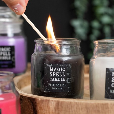 VELAS CRISTAL MÁGICA - MAGIC SPELL CANDLES - PROTECTION - PROTECCIÓN - VELA EN FRASCO DE CRISTAL NEGRA OPIO - SPIRIT OF EQUINOX