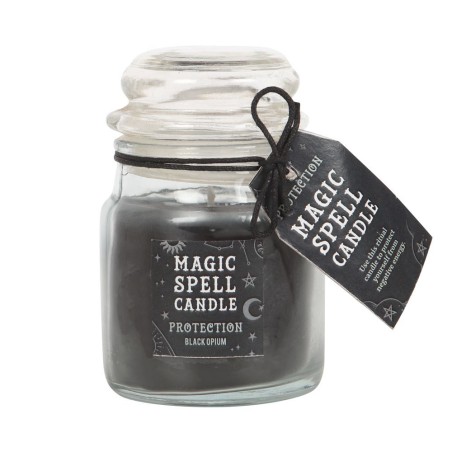 VELAS CRISTAL MÁGICA - MAGIC SPELL CANDLES - PROTECTION - PROTECCIÓN - VELA EN FRASCO DE CRISTAL NEGRA OPIO - SPIRIT OF EQUINOX