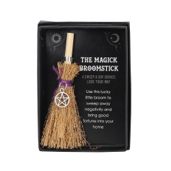 MINI BROOM PENTAGRAM - MAGIC BROOMSTICK IN BOX...