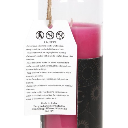 ŚWIECE TUBE MAGIC - ŚWIECA TUBE MAGIC SPELL - PRZYJAŹŃ - PRZYJAŹŃ - RÓŻOWA ŚWIECA TUBA ZE SZKŁA KWIATOWEGO 21CM - SPIRIT OF EQUI