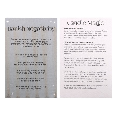 VELAS HECHIZO SPELL CANDLES - BANISH NEGATIVITY - CONTRA NEGATIVIDAD - PAQUETE 12 VELAS NEGRAS - SPIRIT OF EQUINOX