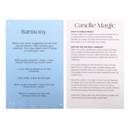 VELAS HECHIZO SPELL CANDLES - HARMONY - ARMONÍA - PAQUETE 12 VELAS AZULES CELESTE - SPIRIT OF EQUINOX