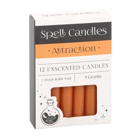 VELAS HECHIZO SPELL CANDLES - ATTRACTION - ATRACCIÓN - PAQUETE 12 VELAS NARANJAS - SPIRIT OF EQUINOX