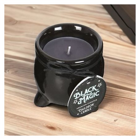 Vela Negra Aromática em Caldeirão de Ópio e Mirra - Proteção - Proteção - 7,8cm - Espírito do Equinócio