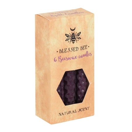 Candele di cera d'api viola 11x5x5 cm Incantesimi - Confezione da 6 candele - Candele di cera d'api dell'ape benedetta - Spirito