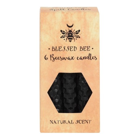 Velas de Cera de Abelha Preta 11x5x5cm Feitiços - Pacote de 6 Velas - Velas de Cera de Abelha de Abelha Abençoada - Espírito do 