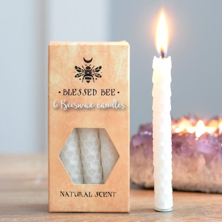 Velas de Cera de Abeja Blancas 11x5x5cm Hechizos - Paquete de 6 Velas - Blessed Bee Beeswax Candles - Spirit of Equinox
