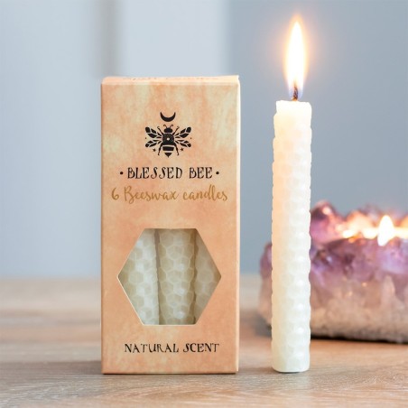 Velas de Cera de Abeja Crema 11x5x5cm Hechizos - Paquete de 6 Velas - Blessed Bee Beeswax Candles - Spirit of Equinox