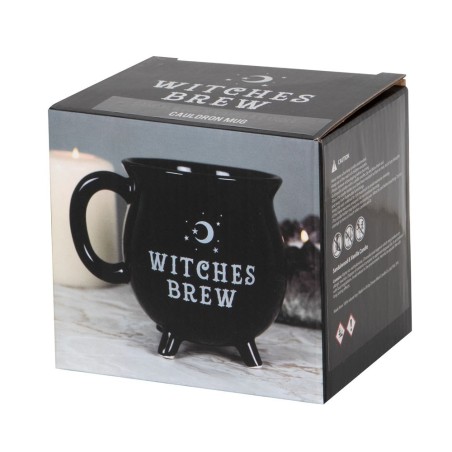 Schwarzer Kesselbecher und Kerze - Sandelholz und Vanille - 10x13cm - 35 Stunden - Witches Brew - Geist der Tagundnachtgleiche