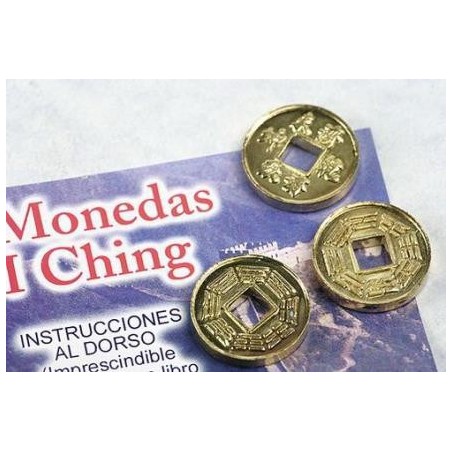 Monedes I Ching (I-ching) Daurades - Joc de 3 monedes amb instruccions