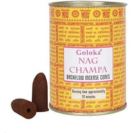 GOLOKA Lata de Conos Nag Champa de Reflujo - Blackflow Cones - Lata de 18 conos