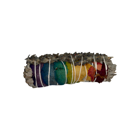 Legato 7 Chakra | Salvia Bianca con Fiori | Ecologico e Sostenibile | 100% originale | 10 cm| 1 unità