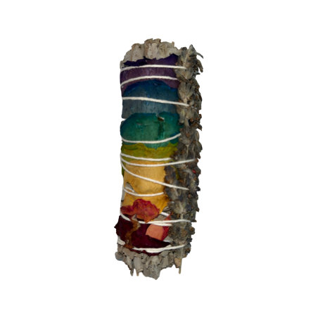 Lligat 7 Chakras | Salvia Blanca amb Flors | Ecològic i Sostenible | 100% Original | 10cm | 1 Unitat