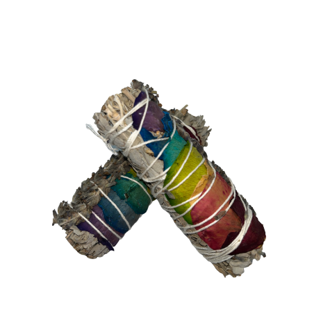 Legato 7 Chakra | Salvia Bianca con Fiori | Ecologico e Sostenibile | 100% originale | 10 cm| 1 unità