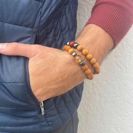 Pulsera de Madera de Cedro - Chakra Solar - Citrino