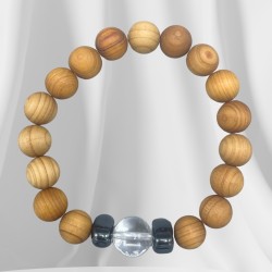 Pulseira Madeira Cedro - Chakra Coroa - Quartzo...