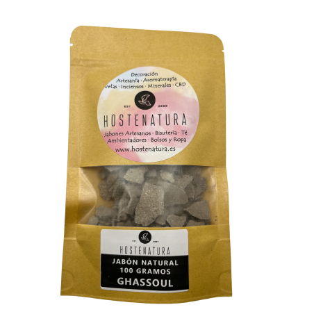 GHASSOUL Natürliche Mineralerdeseife aus Marokko - 100% reines und authentisches Rhassoul - 1 Beutel mit 100gr.