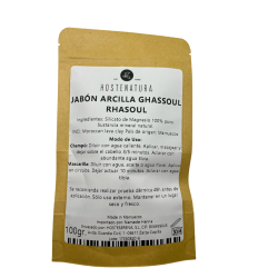 GHASSOUL Jabón Arcilla Natural Mineral de Marruecos - 100% Puro y Auténtico Rhassoul - 1 Bolsita de 100gr.