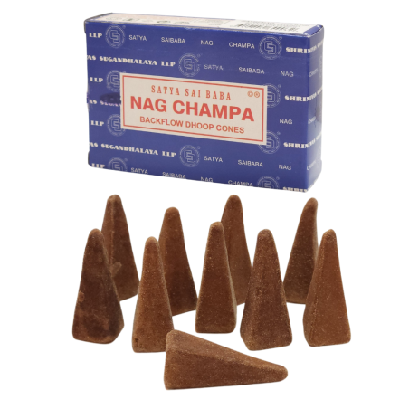 SATYA Nag Champa 逆流香コーン - ブラックフロー ドゥープ コーン - 10 個入りボックス