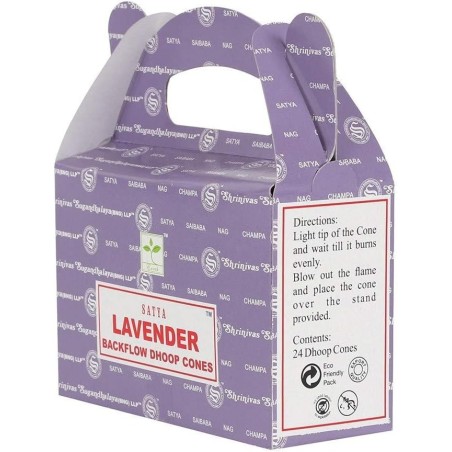 SATYA Conos de Reflujo Lavanda - Blackflow Dhoop Cones - Cajita de 24 conos