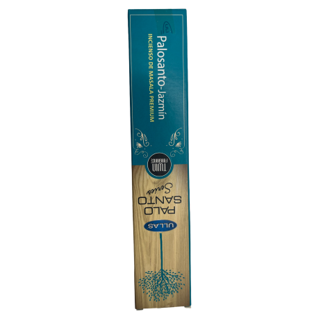Palo Santo Räucherstäbchen und Jasmin - Ullas Palo Santo Serie - 1 Packung à 15gr - Premium Masala Räucherstäbchen Indien
