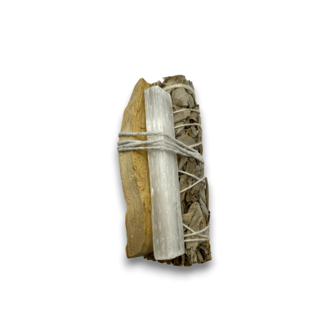 Związana biała szałwia, Palo Santo i selenit | Ekologiczne i zrównoważone | 100% oryginał | Zestaw do czyszczenia energii
