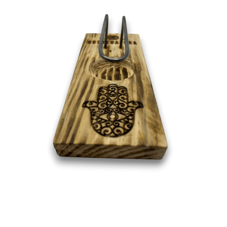 Palo Santo Brenner & Räucherstäbchenhalter | Räucherstäbchenhalter | Hamsa Design - Hand von Fatima | Naturholz | Handgemacht