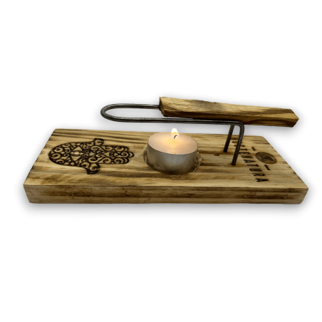Palo Santo Brander en Wierookhouder | Wierookhouder | Hamsa Design - Hand van Fatima | Natuurlijk hout | Handgemaakt