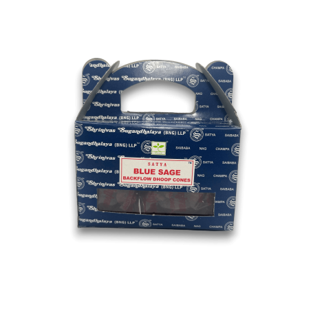 SATYA Cons de Reflux Blue Sage - Blackflow Dhoop Cones - Capseta de 24 cons