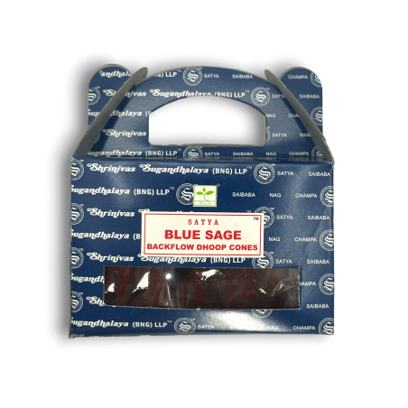 SATYA Conos de Reflujo Blue Sage - Blackflow Dhoop Cones - Cajita de 24 conos