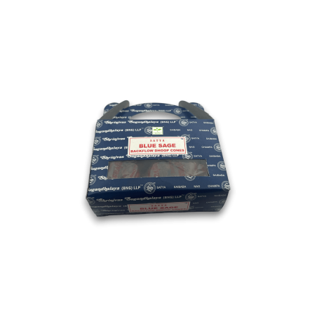 SATYA Conos de Reflujo Blue Sage - Blackflow Dhoop Cones - Cajita de 24 conos