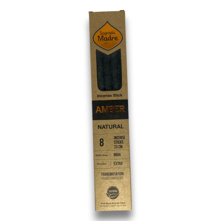 Incienso Ámbar Natural Sagrada Madre Amber Transformadora - Sahumerio 8 varillas gruesas Ecológico - Origen India