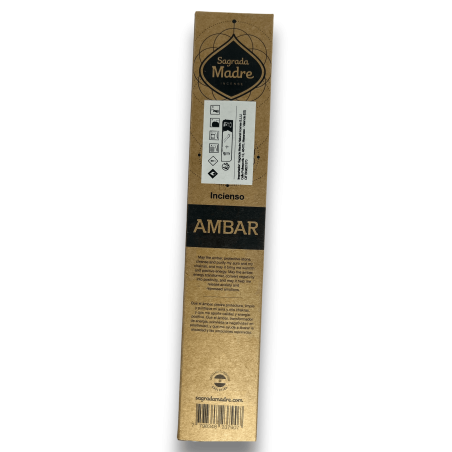 Incienso Ámbar Natural Sagrada Madre Amber Transformadora - Sahumerio 8 varillas gruesas Ecológico - Origen India