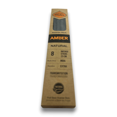 Incienso Ámbar Natural Sagrada Madre Amber Transformadora - Sahumerio 8 varillas gruesas Ecológico - Origen India