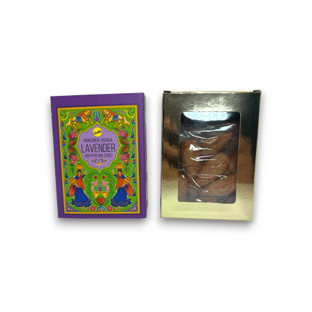 Conos de Incienso Reflujo Lavanda Golden India Sree Vani Indian Heritage - Paquetito de 12 conos blackflow