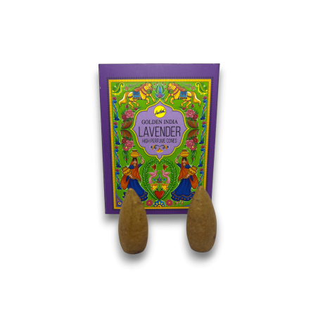 Conos de Incienso Reflujo Lavanda Golden India Sree Vani Indian Heritage - Paquetito de 12 conos blackflow