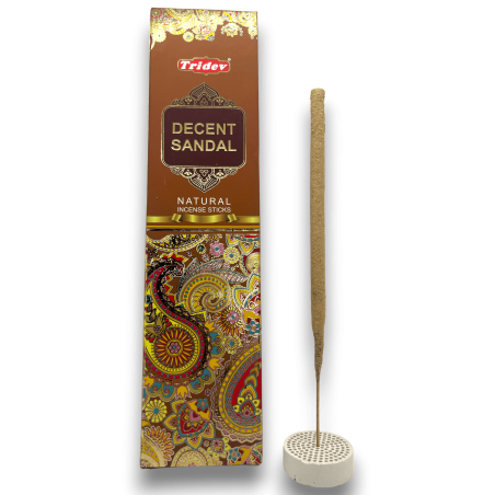 Tridev Sandalwood Incense Decent Sandal - Natural Incense Sticks - 10 thick sticks