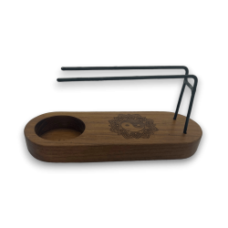 Quemador de Palo Santo Pequeño Diseño Yin y Yang Madera de Teca - 15x5,5cm - Hecho a Mano