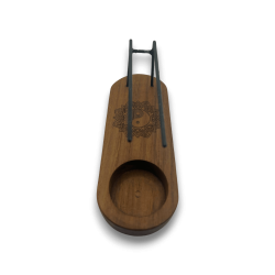 Quemador de Palo Santo Pequeño Diseño Yin y Yang Madera de Teca - 15x5,5cm - Hecho a Mano