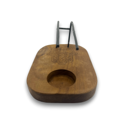 Quemador de Palo Santo Diseño Hamsa Madera de Teca - 15x10cm - Hecho a Mano