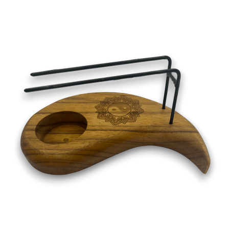 Quemador de Palo Santo Diseño Yin y Yang Lágrima Madera de Teca - 15x8,5cm - Hecho a Mano