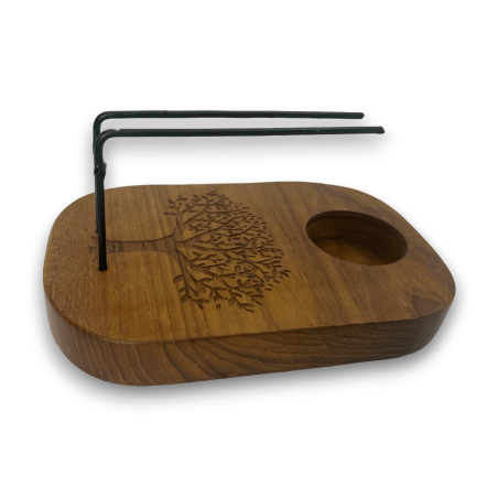 Quemador de Palo Santo Diseño Árbol de la Vida Madera de Teca - 15x10cm - Hecho a Mano