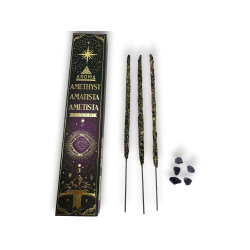 Incienso Amatista AROMA Smudge Kit Incienso Crystal - Barritas de incienso con minerales - 1 cajita de 20gr.