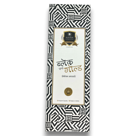 Encens Alaukik Black and Gold Paquet Gran 90gr - 55-65 varetes - Fet a Índia