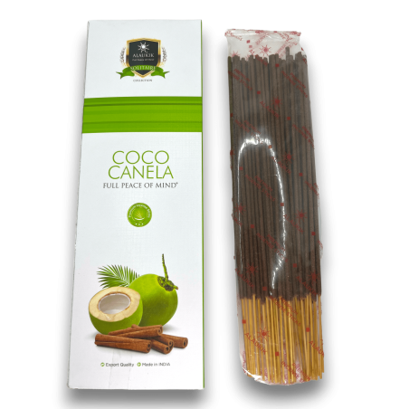 Incenso alla cannella Alaukik Coco - Cannella al cocco - Confezione grande 90gr - 55-65 bastoncini - Made in India