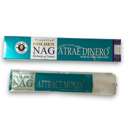 Incienso Atrae Dinero GOLDEN NAG Attract Money Masala Agarbathi - 1 cajetilla de 15gr.